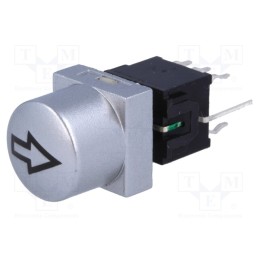 10 pcs : PB61302BL-3-105 - Switch: keypad, arrow, Pos: 2, DPDT, 0.1A/30VDC, silver, LED, green