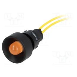10 pcs : LO-D10-230AC - Indicator: LED, recessed, orange, 230VAC, Ø13mm, IP40, leads 300mm