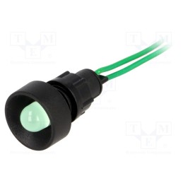 10 pcs : LG-D10-230AC - Indicator: LED, recessed, green, 230VAC, Ø13mm, IP40, leads 300mm