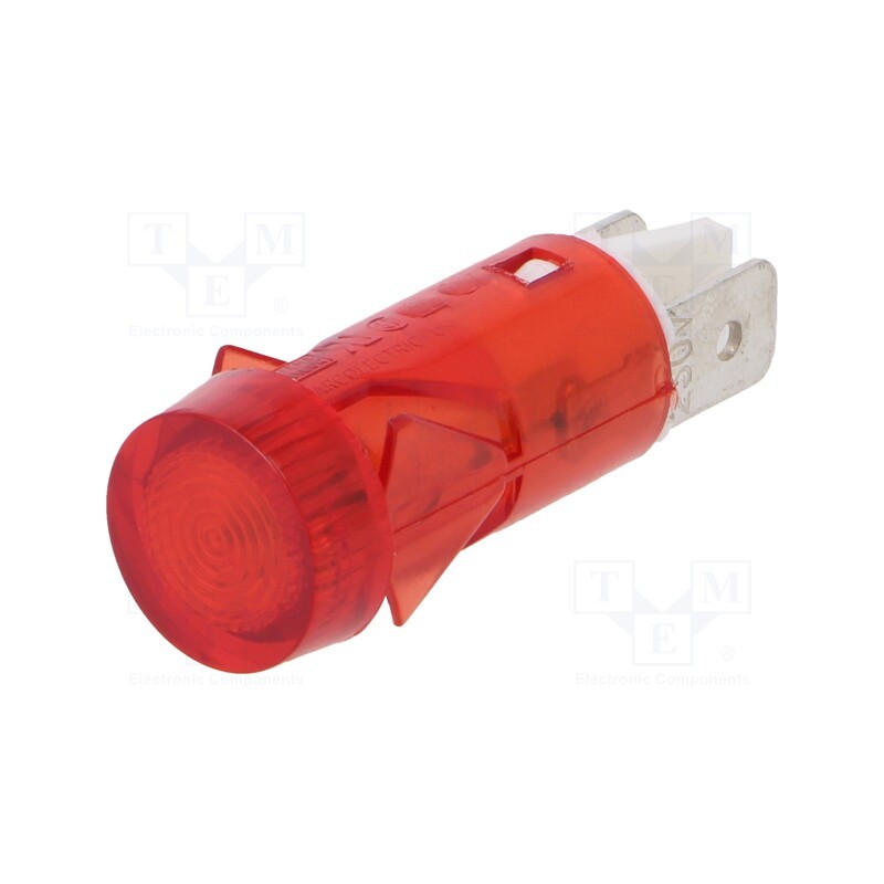 10 pcs : C282000NAA - Indicator: with neon lamp, flat, red, 230VAC, Cutout: Ø12mm