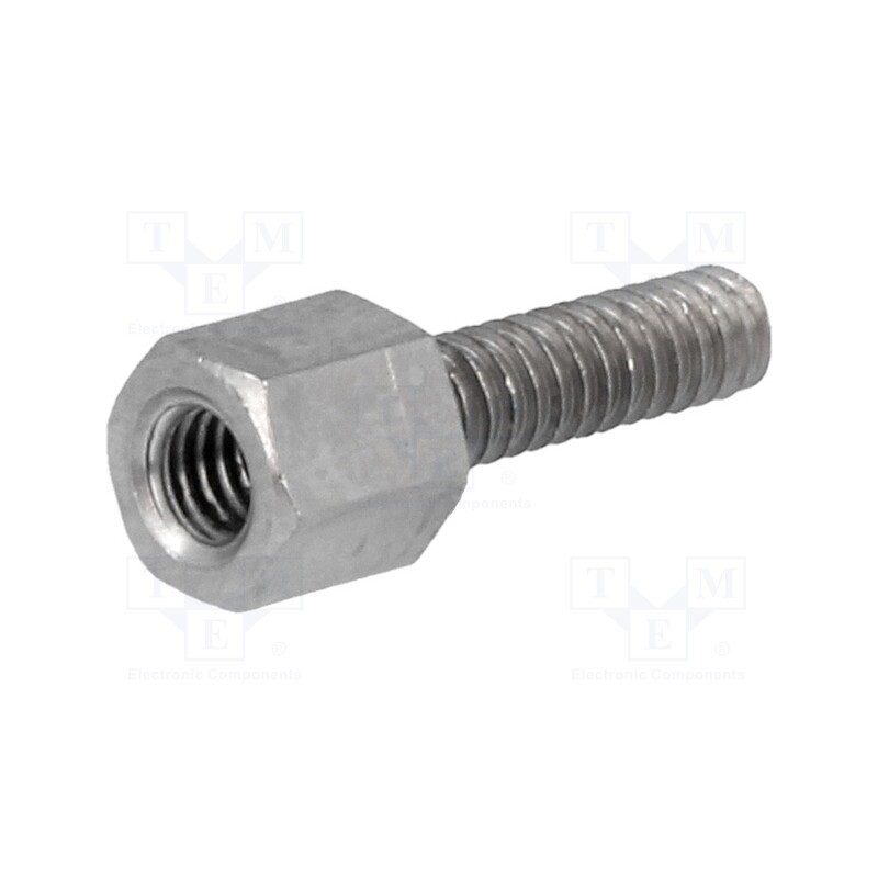 50 pcs : 2130X05/10 - Screwed spacer sleeve, 5mm, Int.thread: M3, Ext.thread: UNC4-40