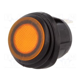 10 pcs : R13-112B8-02-BBY - ROCKER, SPST, Pos: 2, ON-OFF, 20A/14VDC, yellow, IP65, LED, 14V, 50mΩ