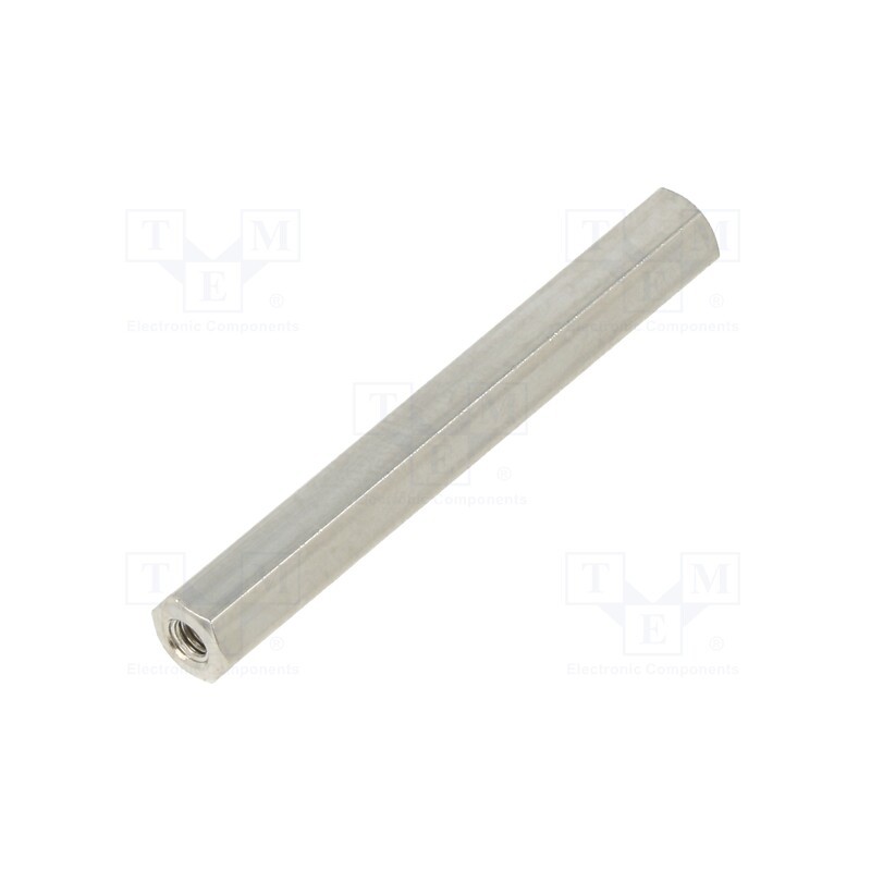 50 pcs : 112X40 - Screwed spacer sleeve, 40mm, Int.thread: M2,5, hexagonal, brass