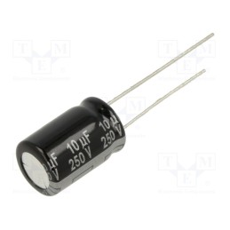 10 pcs : ECA2EHG100 - Capacitor: electrolytic, THT, 10uF, 250VDC, Ø10x16mm, Pitch: 5mm