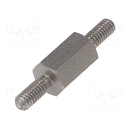 50 pcs : 442X08 - Screwed spacer sleeve, 8mm, Ext.thread: M2,5, hexagonal