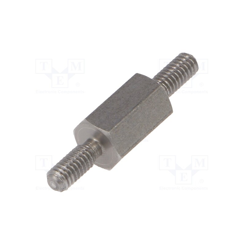 50 pcs : 442X08 - Screwed spacer sleeve, 8mm, Ext.thread: M2,5, hexagonal