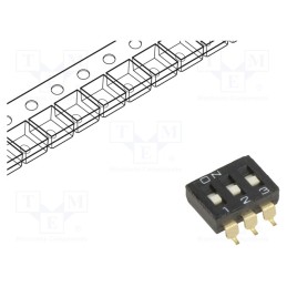 10 pcs : A6S-3101-PH - Switch: DIP-SWITCH, Poles number: 3, ON-OFF, 0.025A/24VDC, Pos: 2