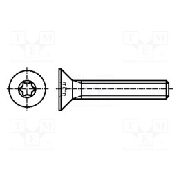 500 pcs : 1148516 - Screw, M3x16, 0.5, Head: countersunk, Torx®, TX10, steel, zinc