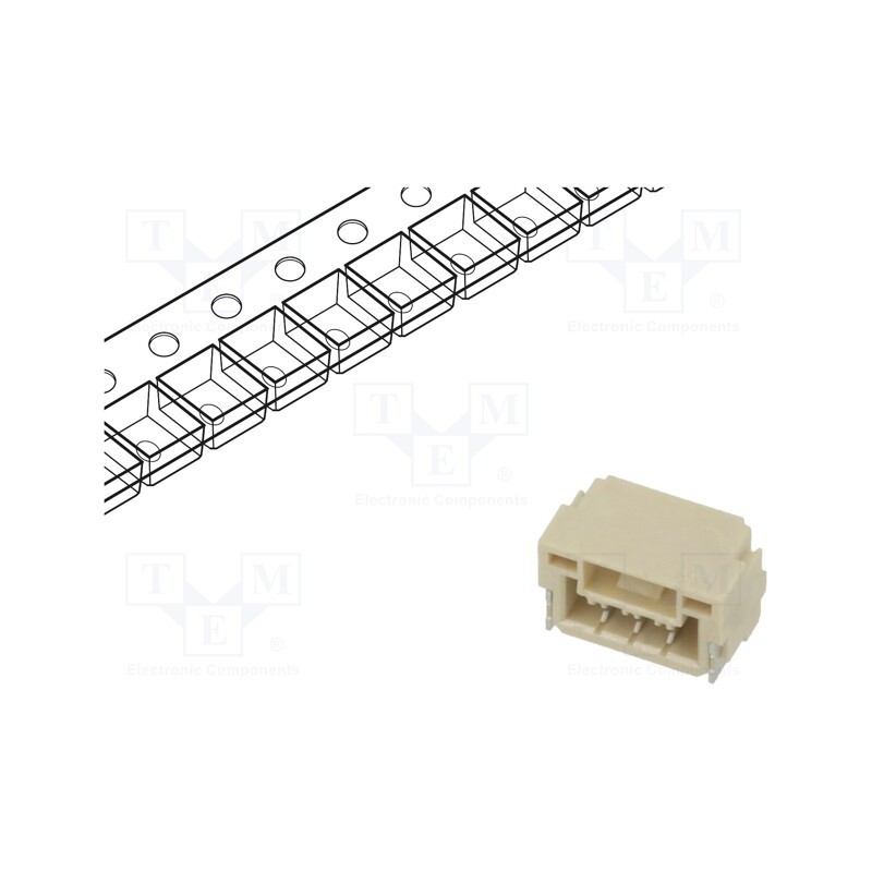 20 pcs : A12514WR-S-03PNLNT1T00R - Socket, wire-board, male, 1.25mm, PIN: 3, w/o contacts, on PCBs, 50V