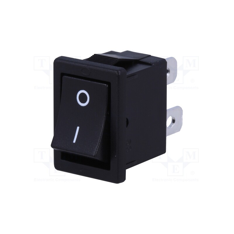 10 pcs : CWSB11AA2F - ROCKER, SPST, Pos: 2, ON-OFF, 6A/250VAC, black, none, Rcont max: 20mΩ