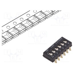 10 pcs : SDA06H0SBR - Switch: DIP-SWITCH, Poles number: 6, OFF-ON, 0.025A/24VDC, Pos: 2