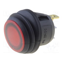 10 pcs : R13-112B8F-02-BRNN-0A-L2 - ROCKER, SPST, Pos: 2, OFF-(ON), 10A/28VDC, red, IP65, LED, 50mΩ, round