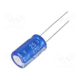 50 pcs : JRG1E471M05001000160000B - Capacitor: electrolytic, THT, 470uF, 25VDC, Ø10x16mm, Pitch: 5mm