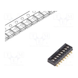 10 pcs : SDA08H0SBR - Switch: DIP-SWITCH, Poles number: 8, OFF-ON, 0.025A/24VDC, Pos: 2