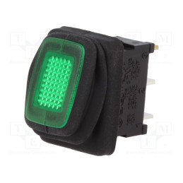 10 pcs : R13-66B8-02-BBG - ROCKER, SPST, Pos: 2, ON-OFF, 10A/250VAC, green, IP65, neon lamp