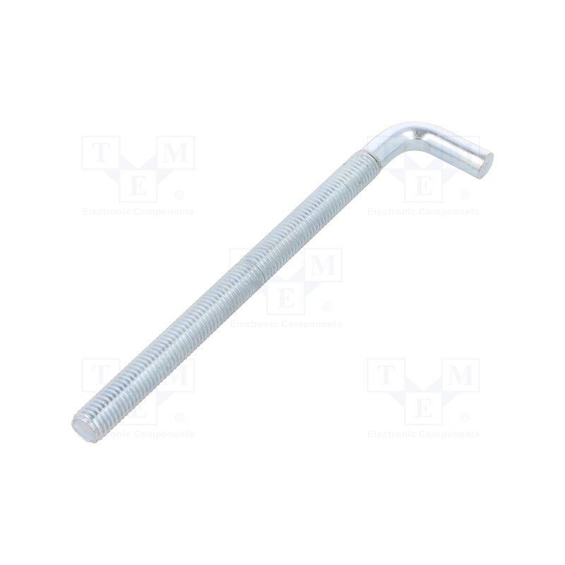 10 pcs : HP12185 - Hook, straight, steel, zinc, Thread len: 155mm, Overall len: 185mm