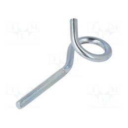 10 pcs : HOH10140 - Hook, ring, steel, zinc, Thread len: 70mm, Overall len: 140mm