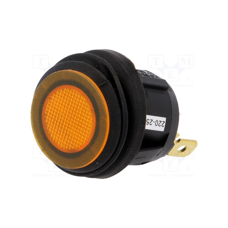 10 pcs : R13-112B8W-02-BYNN-0A-N2 - ROCKER, SPST, Pos: 2, ON-OFF, 10A/250VAC, orange, IP65, neon lamp