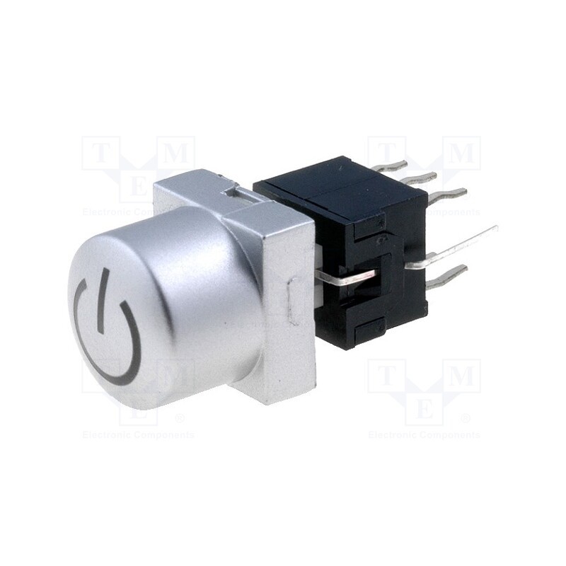 10 pcs : PB61302AL-3-101 - Switch: keypad, POWER, Pos: 2, DPDT, 0.1A/30VDC, silver, LED, green