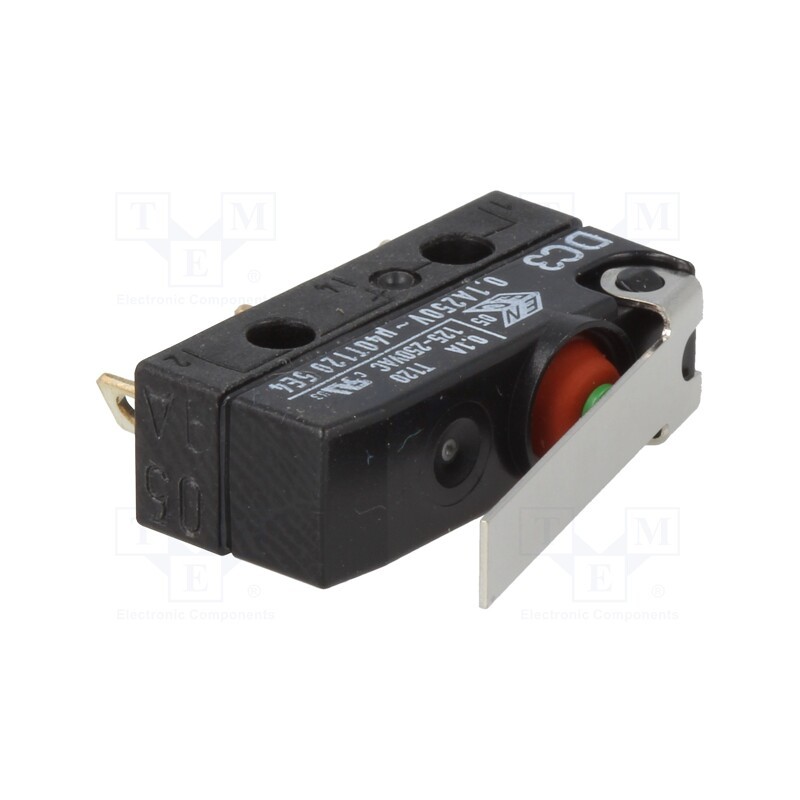 10 pcs : DC3C-A1LB - Microswitch SNAP ACTION, 0.1A/250VAC, with lever, SPDT, ON-(ON)