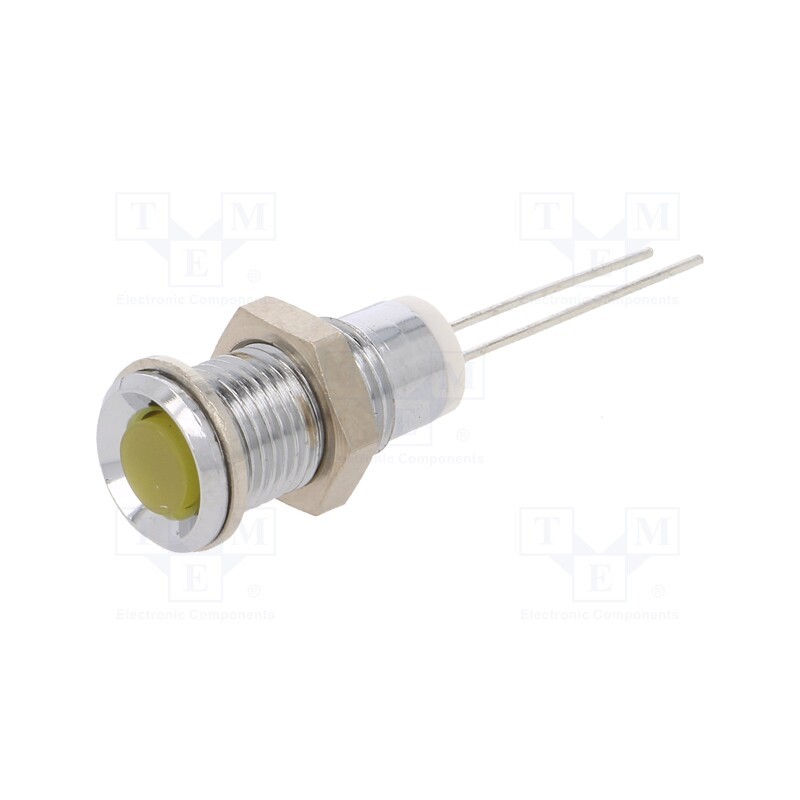 10 pcs : M.5030Y - Indicator: LED, prominent, yellow, Ø8mm, for PCB, brass, ØLED: 5mm