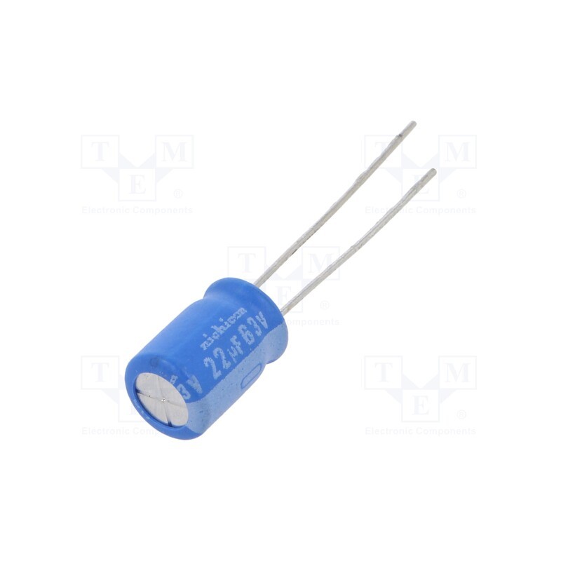 10 pcs : UBW1J220MPD1TD - Capacitor: electrolytic, THT, 22uF, 63VDC, Ø8x11.5mm, Pitch: 3.5mm
