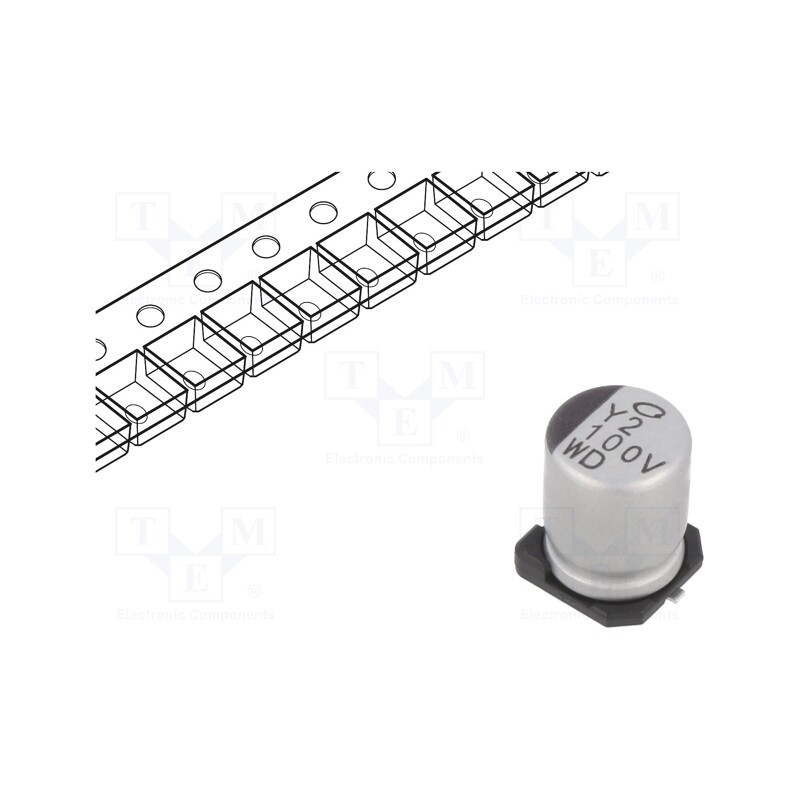 10 pcs : UWD1V101MCL1GS - Capacitor: electrolytic, SMD, 100uF, 35VDC, Ø8x10mm, ±20%, 5000h