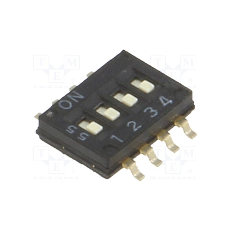 10 pcs : A6H-4101 - Switch: DIP-SWITCH, Poles number: 4, ON-OFF, 0.025A/24VDC, Pos: 2
