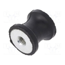 10 pcs : DVC.3-20-14-20-M6-40 - Vibration damper, M6, Ø: 20mm, rubber, L: 20mm, H: 6mm, 326N, 65N/mm