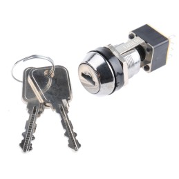 1 pcs - Key Switch, DPDT, 4 A @ 250 V ac 1-Way Flat-Key