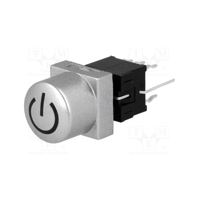 10 pcs : PB61302BL-3-101 - Switch: keypad, POWER, Pos: 2, DPDT, 0.1A/30VDC, silver, LED, green