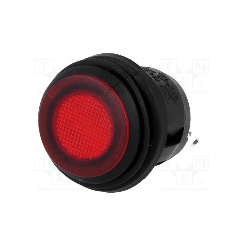 10 pcs : R13-112B8W-02-BRNN-0A-N2 - ROCKER, SPST, Pos: 2, ON-OFF, 10A/250VAC, red, IP65, neon lamp, 50mΩ