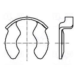 100 pcs : 1678701 - Circlip, spring steel, Shaft dia: 16mm, BN 13194, Ring: external