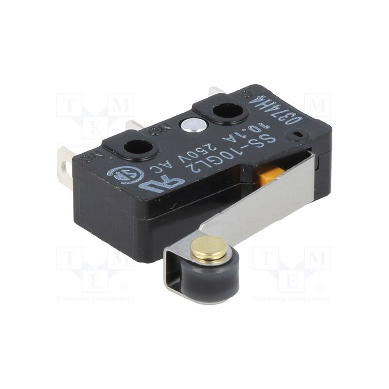 10 pcs : SS-10GL2 - Microswitch SNAP ACTION, 10A/250VAC, with lever (with roller)