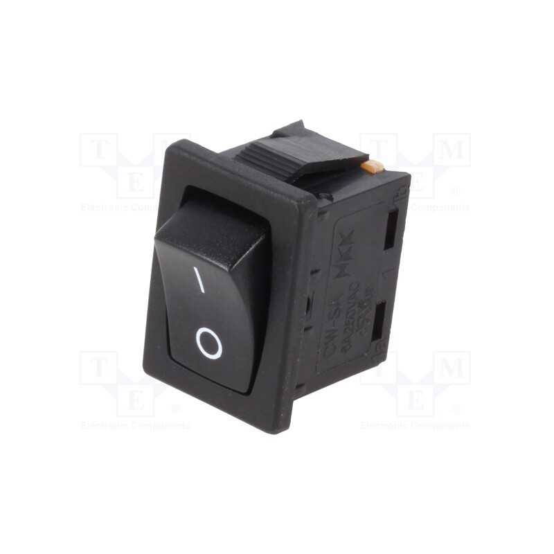 10 pcs : CWSA11AAN2S - ROCKER, SPST, Pos: 2, ON-OFF, 6A/250VAC, black, none, Rcont max: 20mΩ