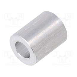 20 pcs : 338/4,3X10 - Spacer sleeve, 10mm, cylindrical, aluminium, Out.diam: 8mm