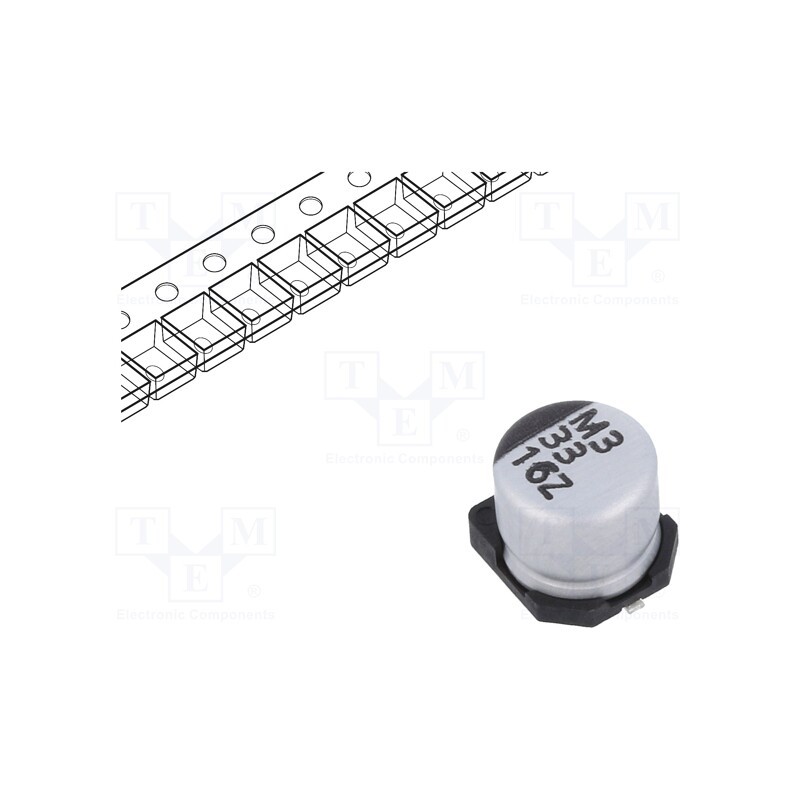50 pcs : ZSC00AD3301CARL - Capacitor: electrolytic, low ESR, SMD, 33uF, 16VDC, Ø6.3x5.7mm