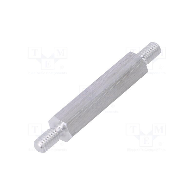 50 pcs : 436X30 - Screwed spacer sleeve, 30mm, Ext.thread: M4, hexagonal, aluminium