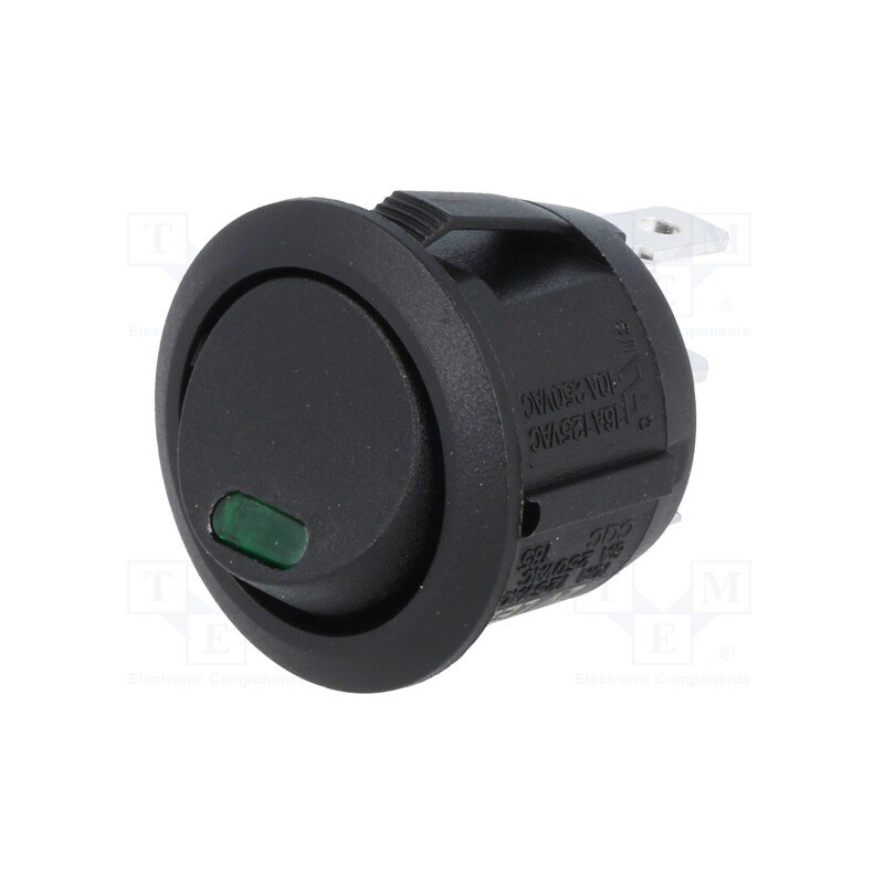 10 pcs : - ROCKER, SPST, Pos: 2, ON-OFF, 10A/250VAC, 10A/24VDC, black, LED, 2V