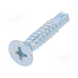 500 pcs : 1394223 - Screw, for metal, 4.2x22, Head: countersunk, Phillips, PH2, zinc