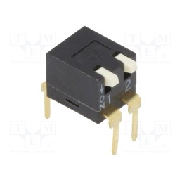10 pcs : A6TR2104 - Switch: DIP-SWITCH, Poles number: 2, ON-OFF, 0.025A/24VDC, Pos: 2