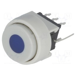 10 pcs : PB6136AL-4 - Switch: keypad, Pos: 2, DPDT, 0.1A/30VDC, white, LED, blue, THT, 1.5N