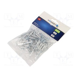 10 pcg : HT2C171 - Rivet, aluminium, Rivet diam: 4.8mm, L.rivet: 18mm, 50pcs.