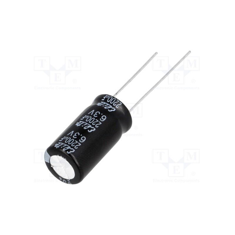 50 pcs : PF0J222MNN1020 - Capacitor: electrolytic, THT, 2200uF, 6.3VDC, Ø10x20mm, Pitch: 5mm