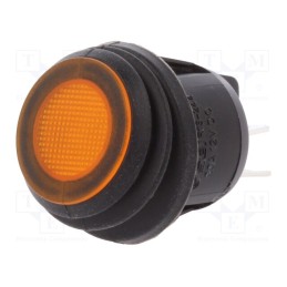 10 pcs : R13-244B8-02-BBY - ROCKER, DPST, Pos: 2, ON-OFF, 20A/12VDC, yellow, IP65, LED, 12VDC