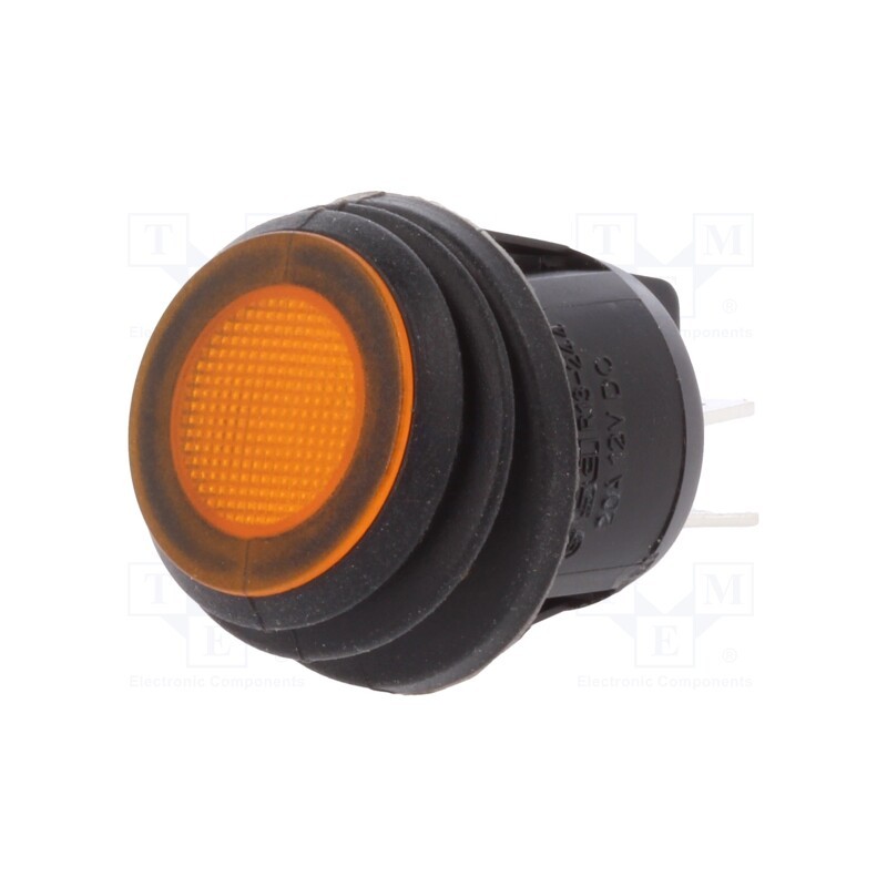 10 pcs : R13-244B8-02-BBY - ROCKER, DPST, Pos: 2, ON-OFF, 20A/12VDC, yellow, IP65, LED, 12VDC