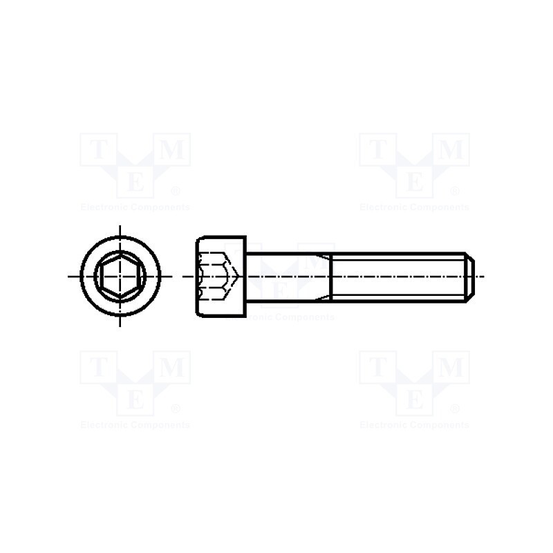 100 pcs : 1406787 - Screw, M3x35, 0.5, Head: cheese head, hex key, HEX 2,5mm, DIN 912