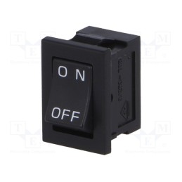 10 pcs : DS-850K-S-ON-K - ROCKER, SPST, Pos: 2, ON-OFF, 3A/250VAC, black, none, Rcont max: 20mΩ