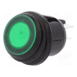 10 pcs : R13-244B8-02-BBG - ROCKER, DPST, Pos: 2, ON-OFF, 20A/12VDC, green, IP65, LED, 12VDC, 50mΩ