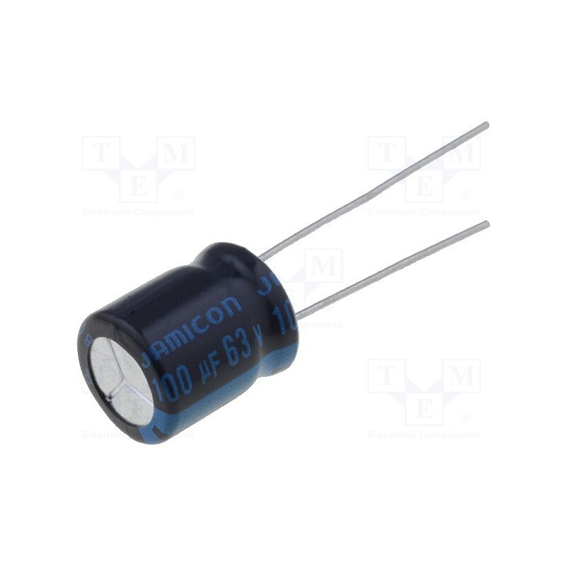 50 pcs : TKR101M1JGBCM - Capacitor: electrolytic, 100uF, 63VDC, Ø10x12.5mm, Pitch: 5mm, ±20%